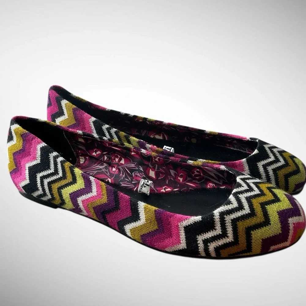 Missoni‎ For Target Pink Black Chevron Zig Zag Striped Ballet Flats Sz 9 NEW!